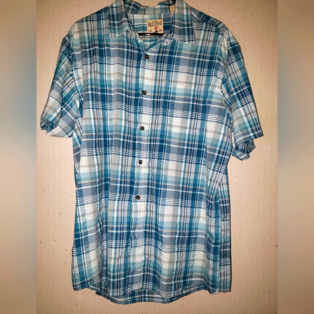 Men's Red Head Button Down Shirt Large